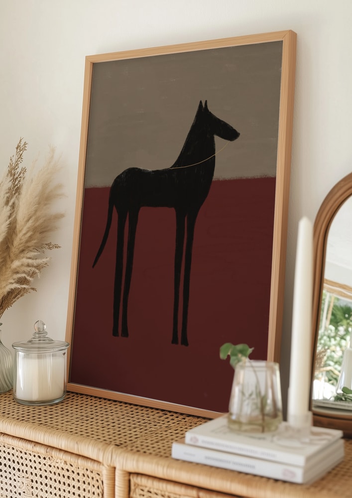 Poster mit abstraktem schwarzem Pferd