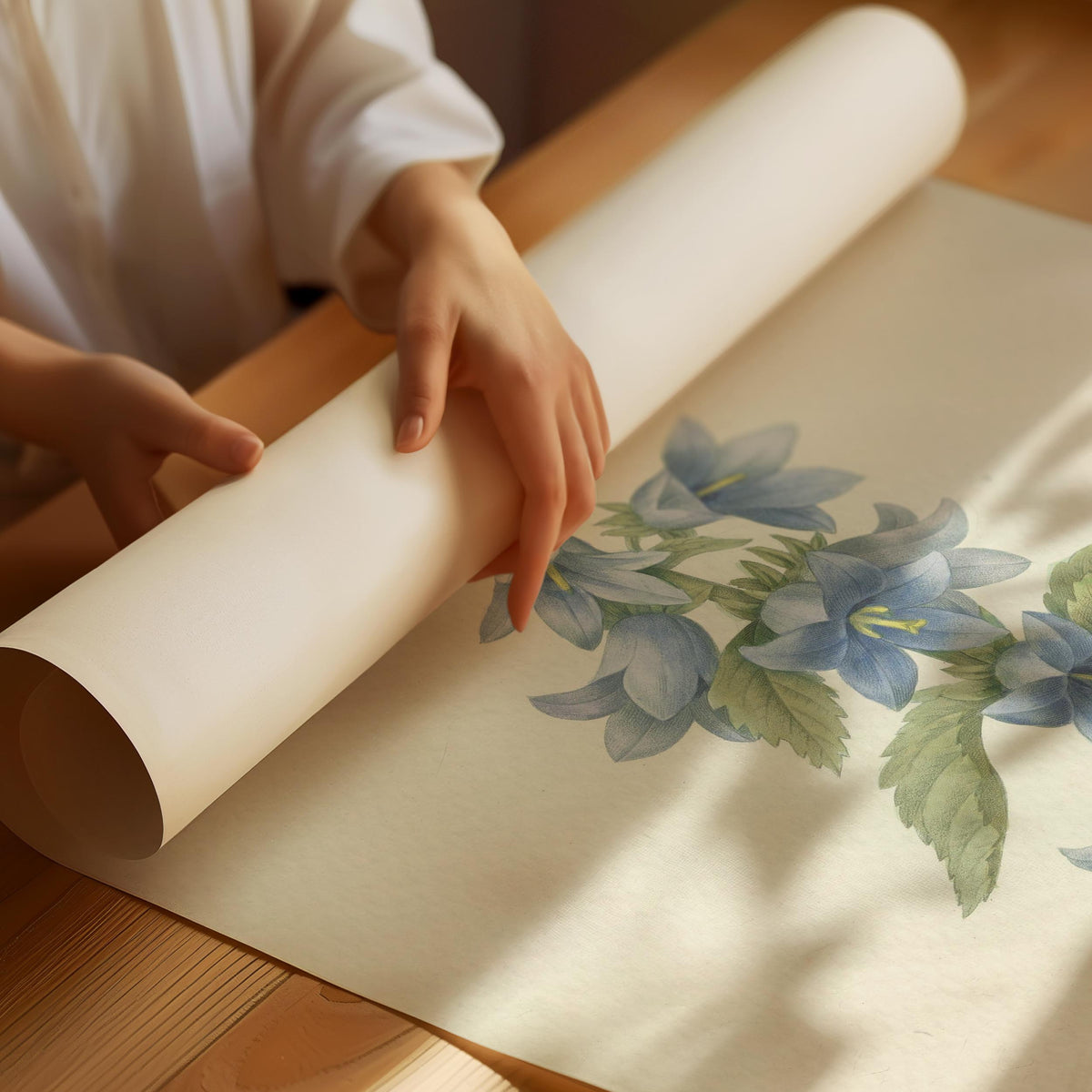 Vintage-Poster mit botanischer Campanula grandiflora