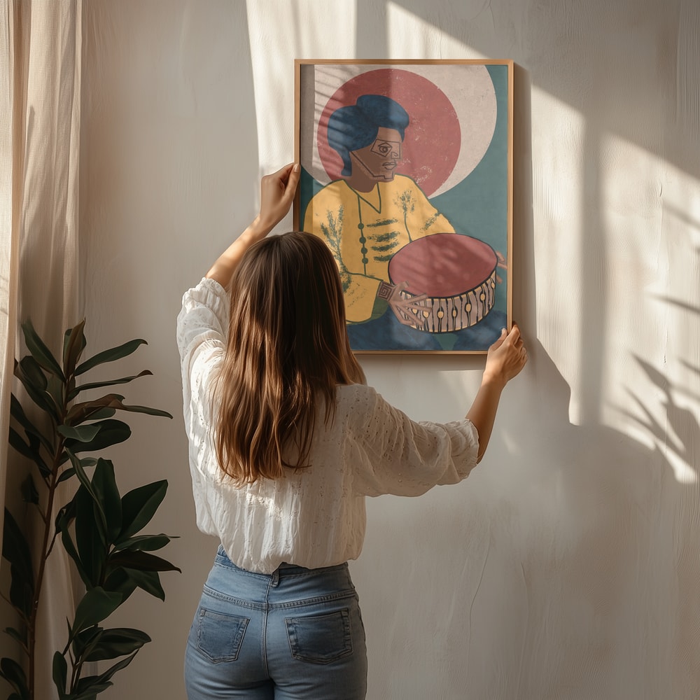 Rhythmic Folk Drummer Poster