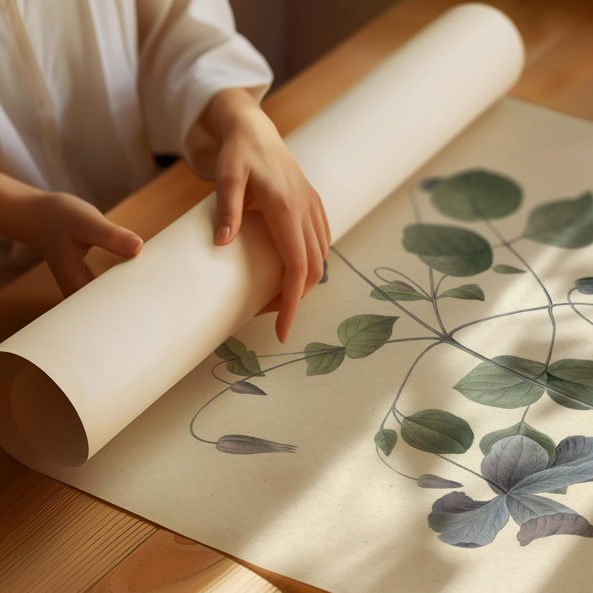 Vintage-Poster mit botanischer Clematis viticella