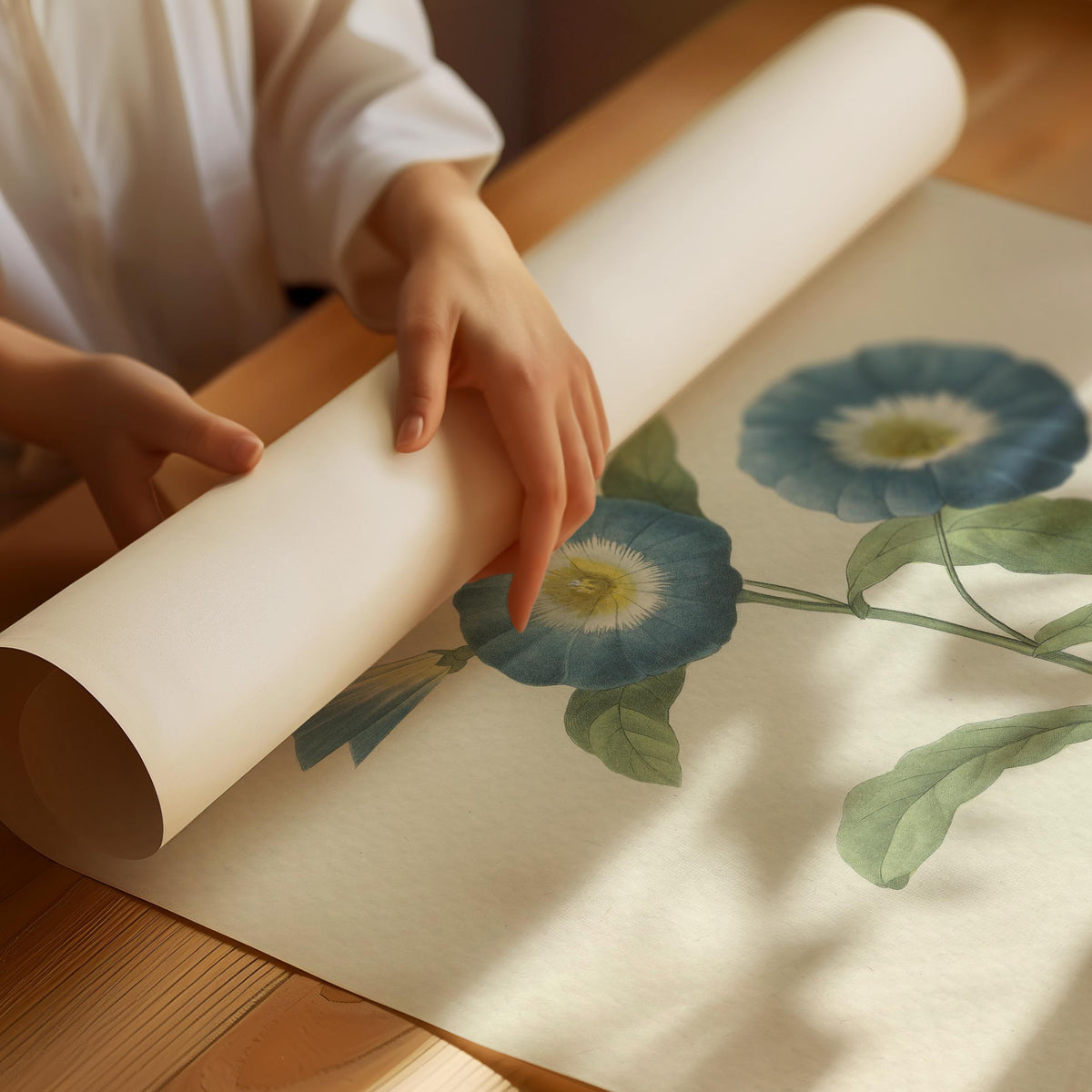Vintage-Poster mit botanischer Convolvulus tricolor