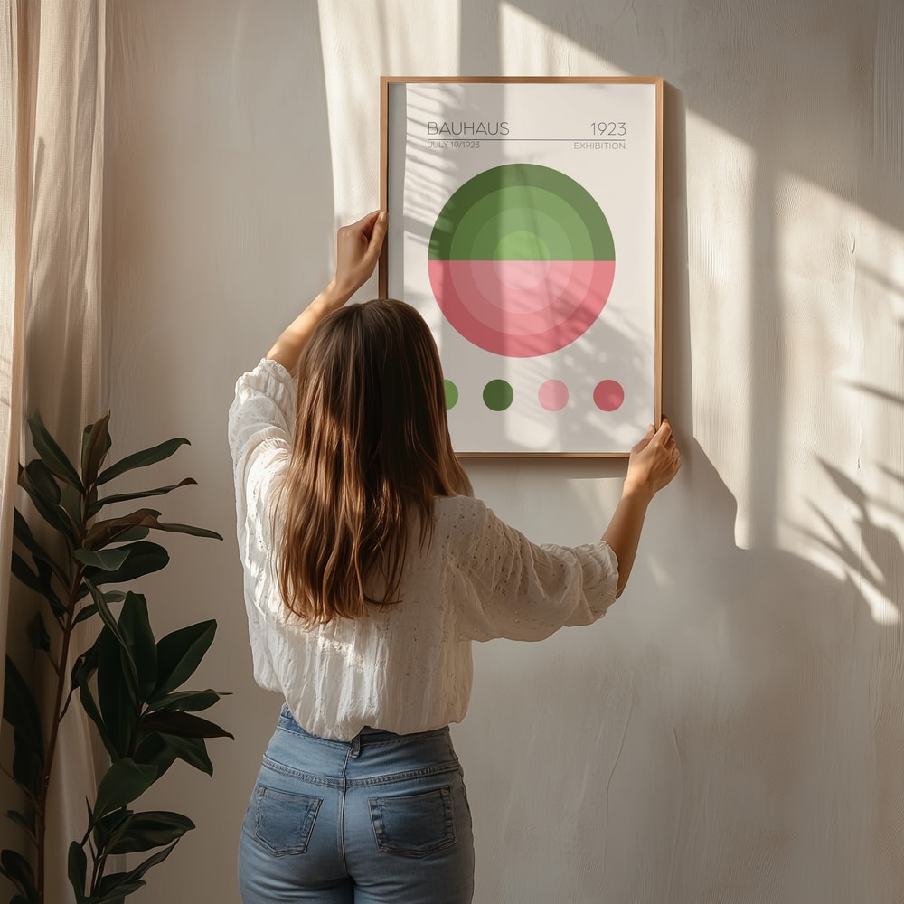 Bauhaus exhibition green pink circle Poster