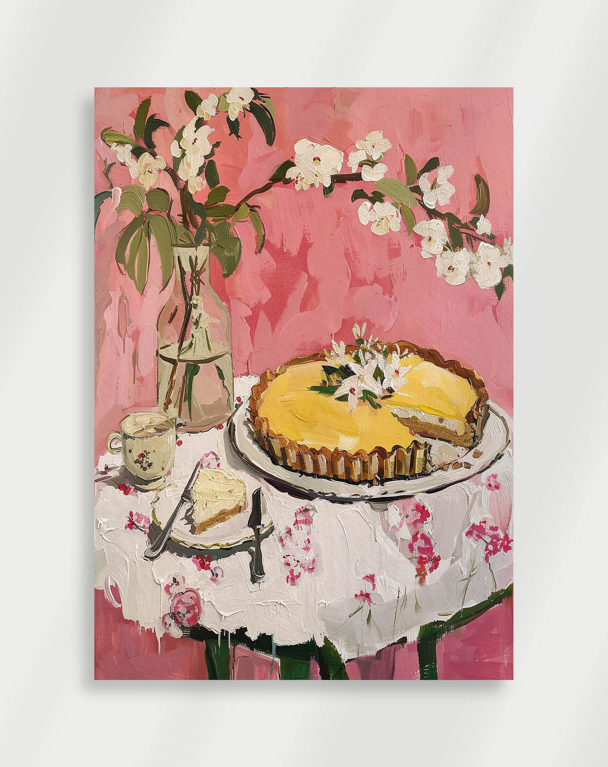 Poster mit Blumen und Kuchen