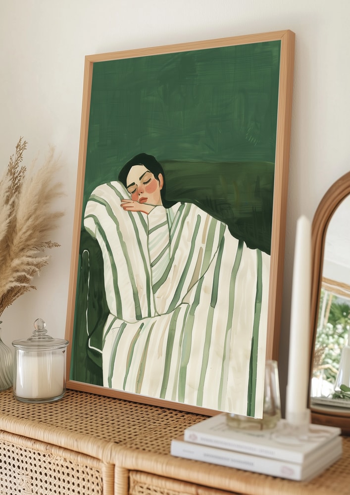 Peaceful Nap on Sofa Poster
