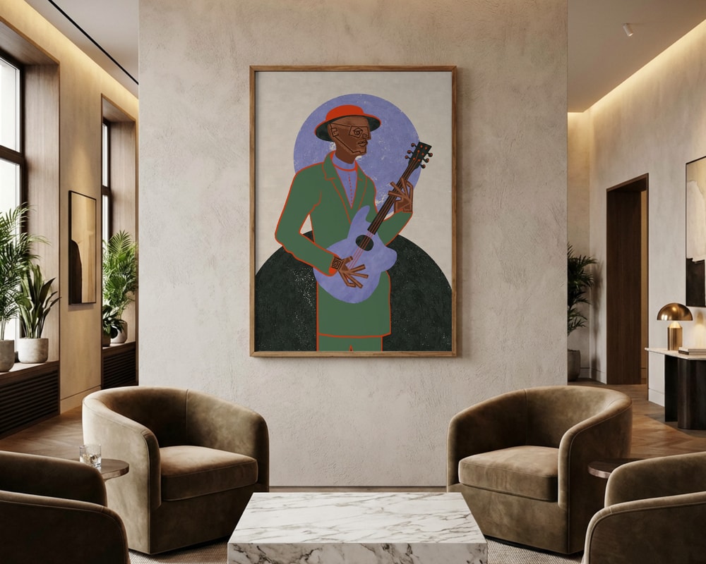 Blues Guitar Man Poster