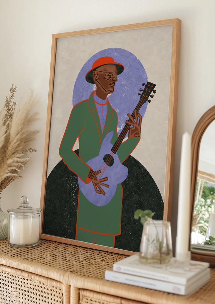 Blues Guitar Man Poster