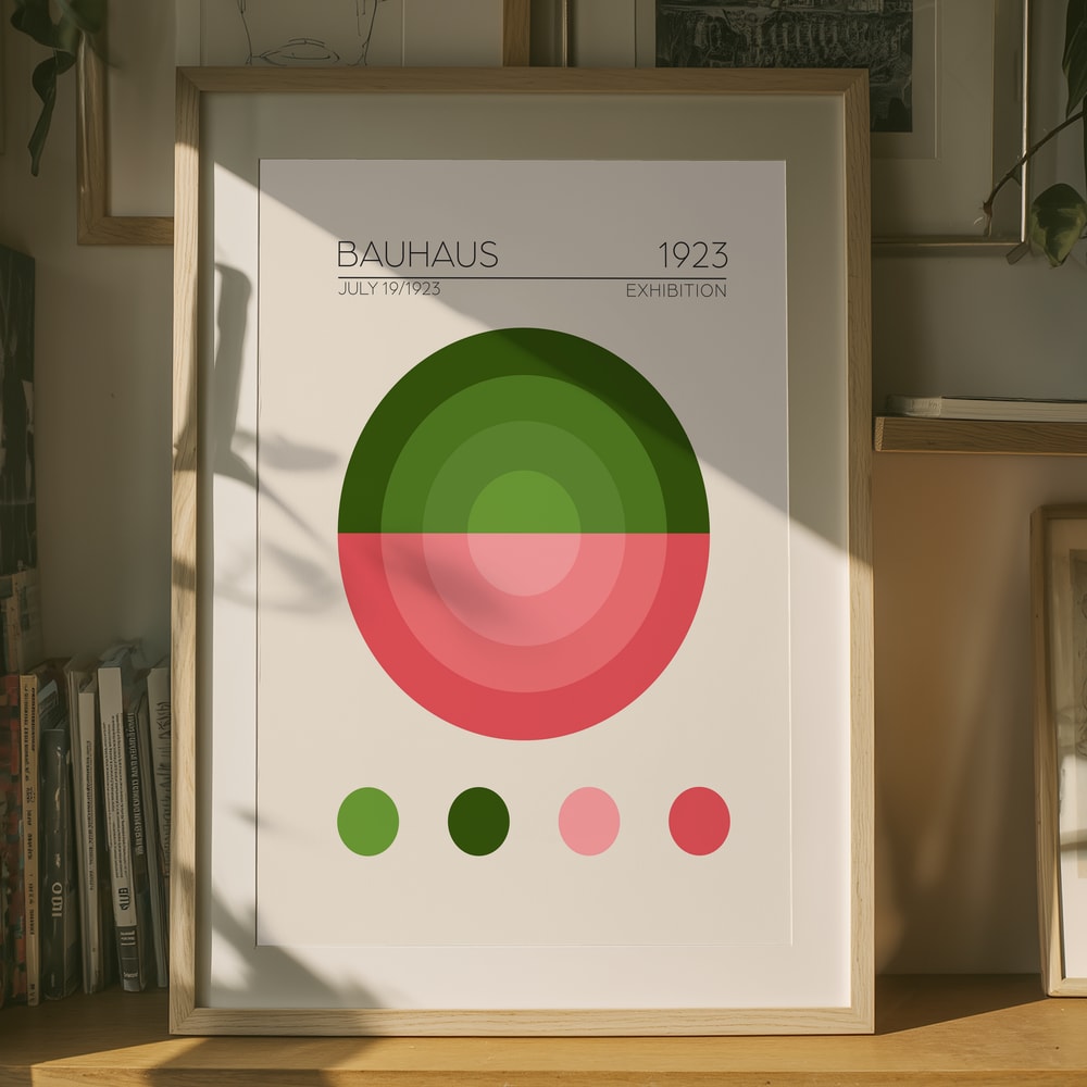 Bauhaus exhibition green pink circle Poster