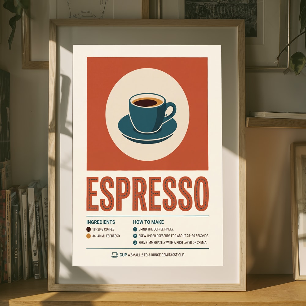 Poster mit Espresso-Rezept