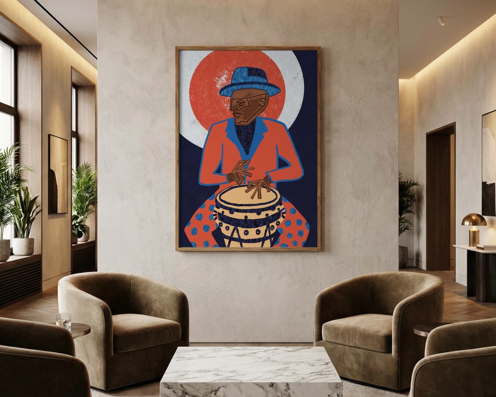 Vibrant Jazz Drummer Poster