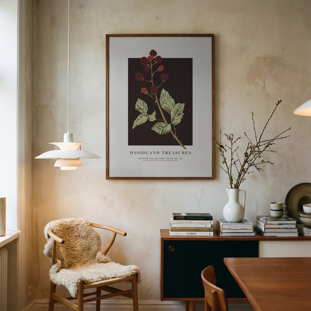Botanisches Poster mit Wald-Brombeeren