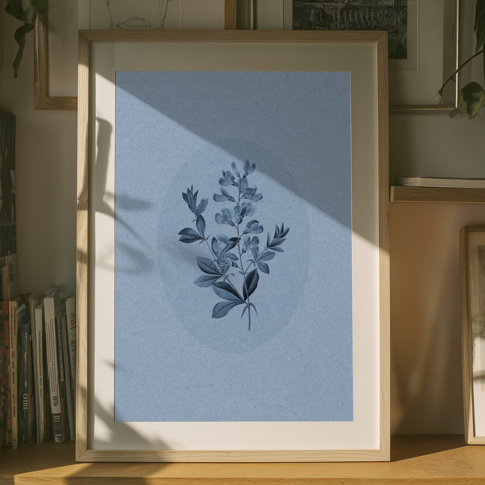 Ruhiges botanisches Poster in Blau