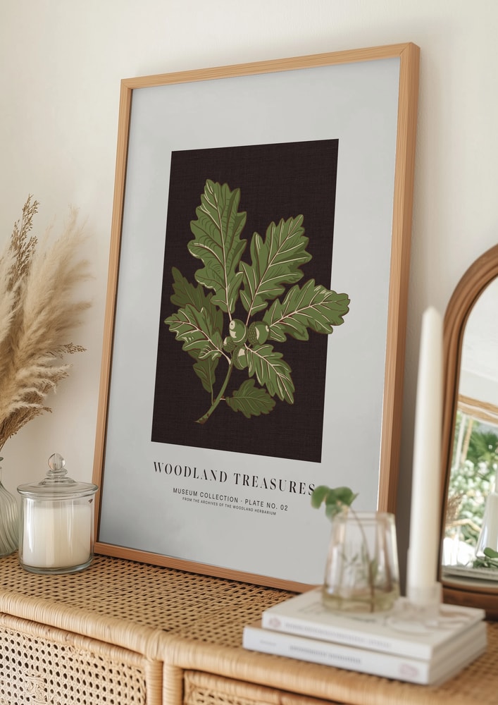 Poster mit Eicheln im Wald