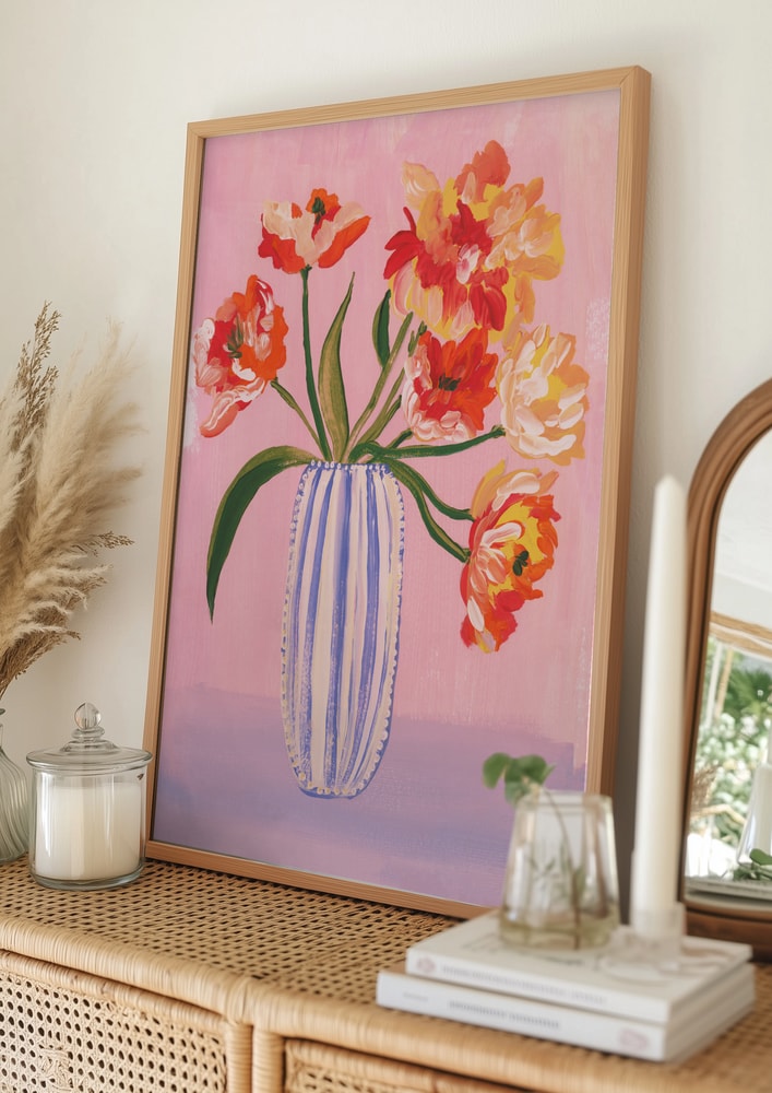 Poster mit leuchtender Tulpenvase