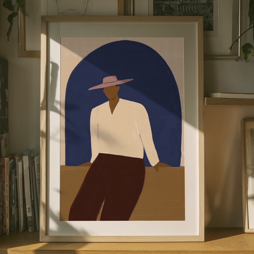 Poster mit Mann im blauen Torbogen
