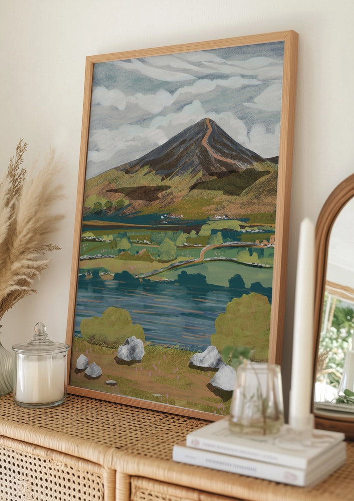 Poster mit Bergblick am See