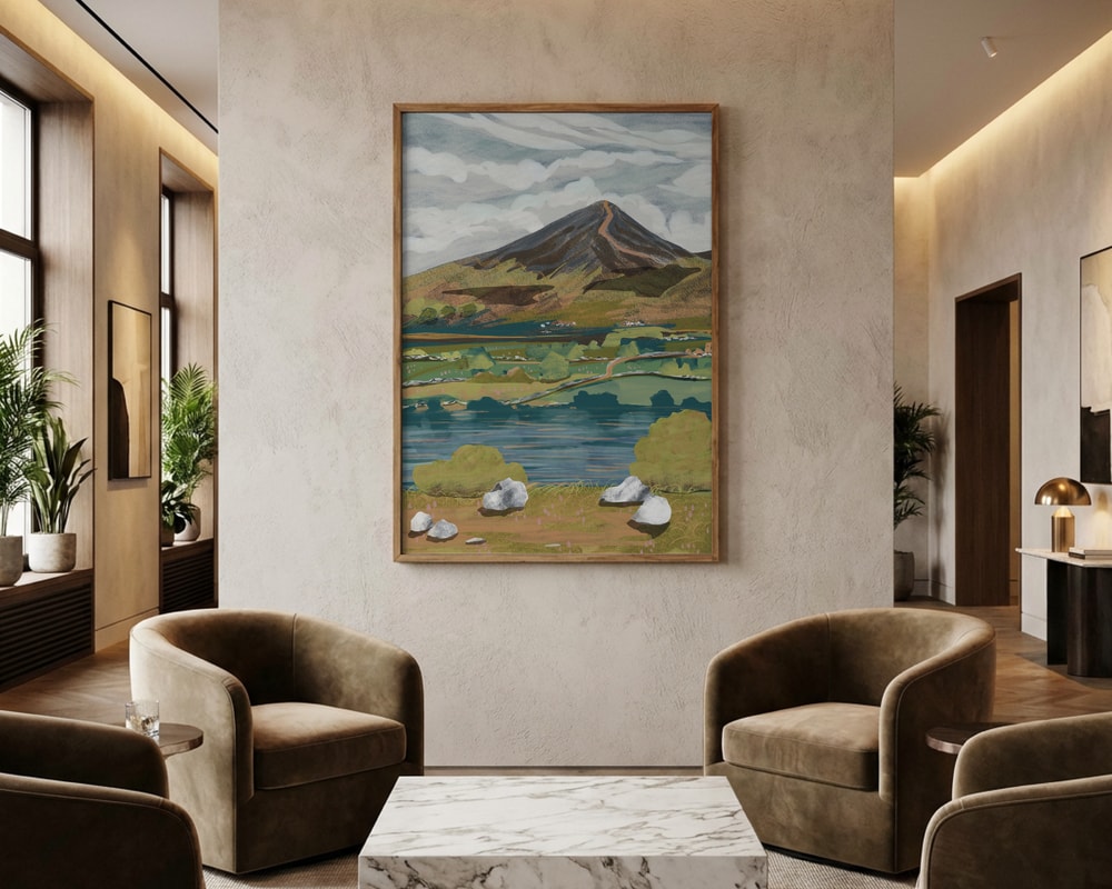 Poster mit Bergblick am See