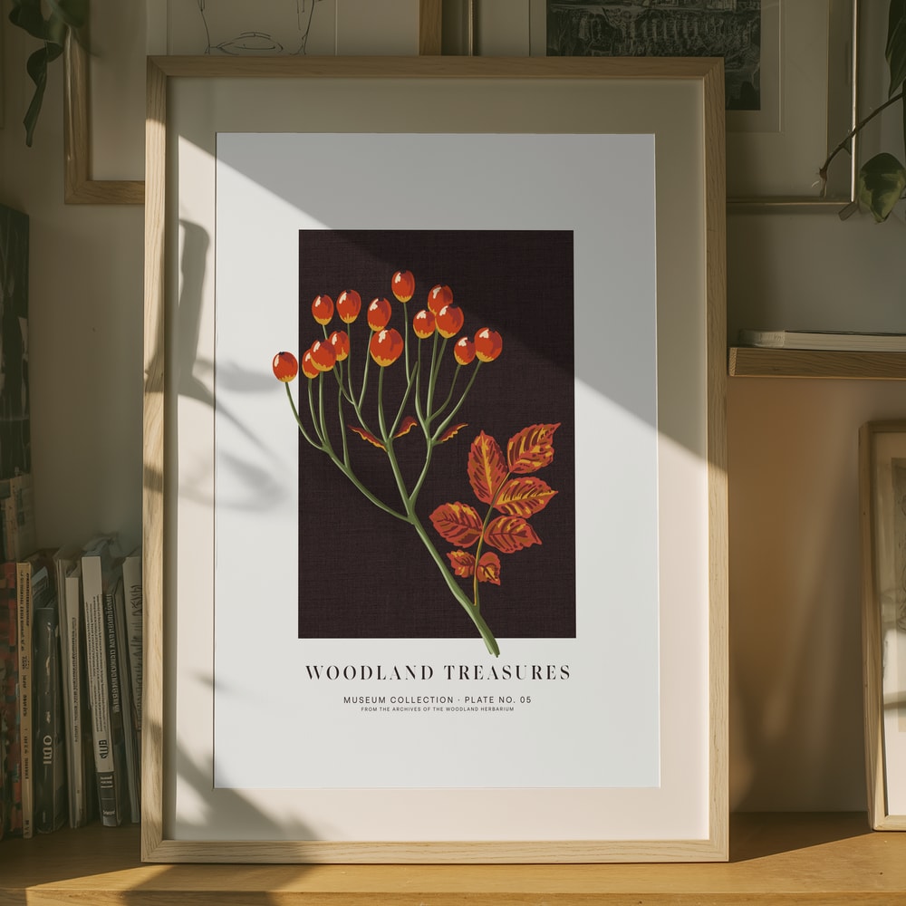 Poster mit herbstlichem Beerenzweig