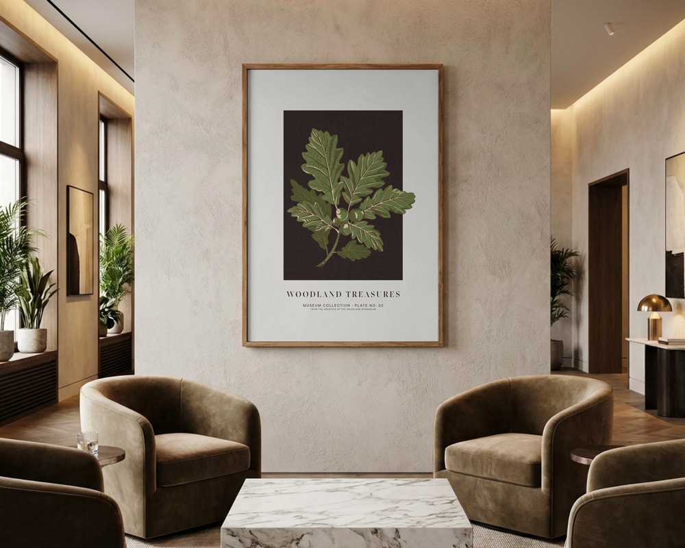 Poster mit Eicheln im Wald