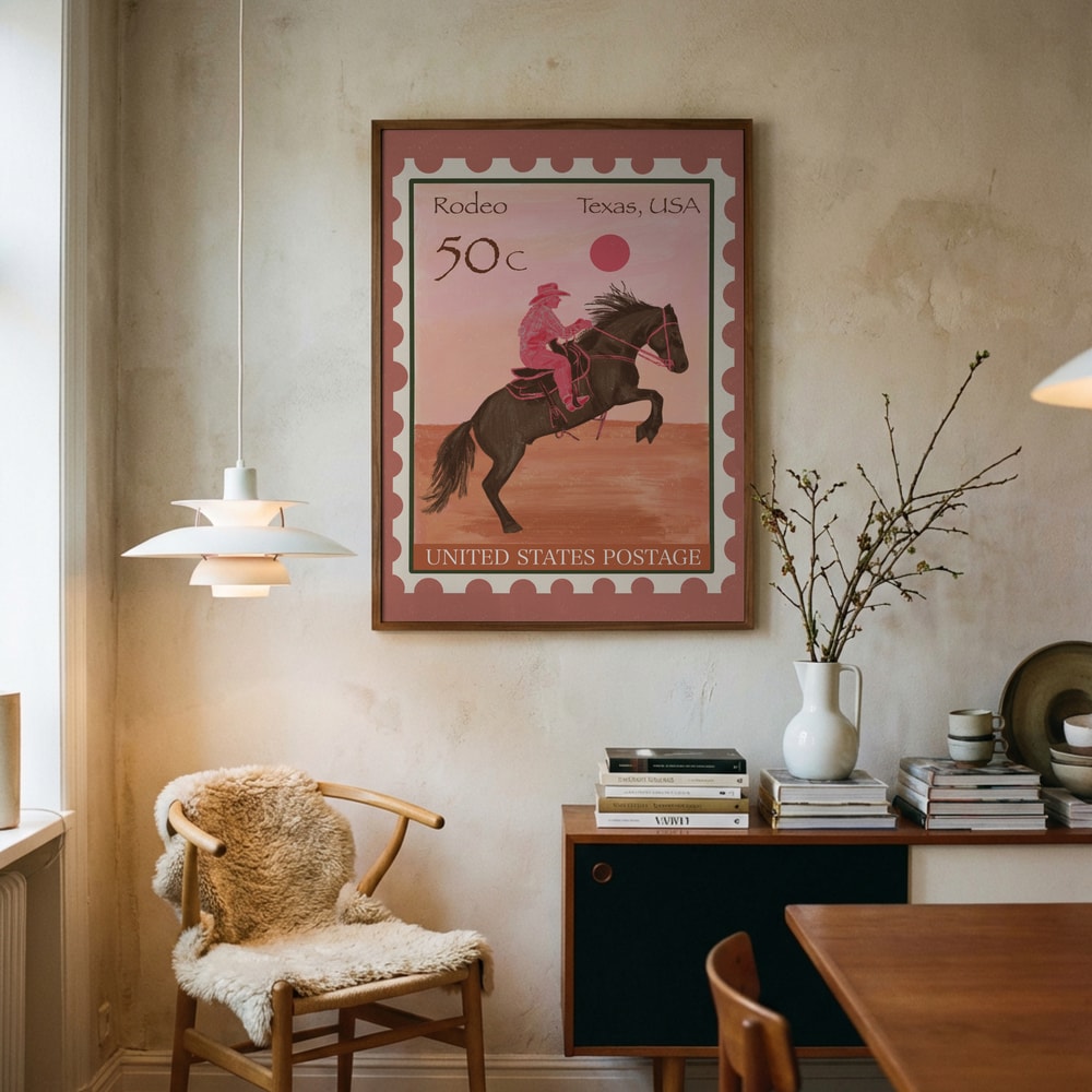 Poster mit einem Rodeo-Reiter aus Texas
