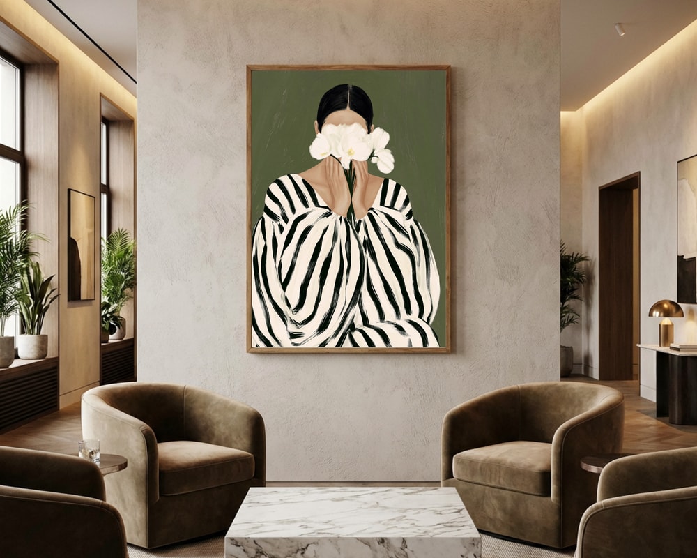 Woman with White Orchids Poster
