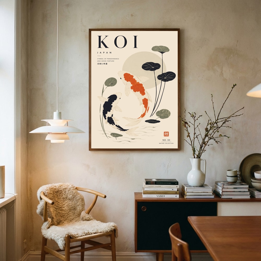 Poster mit schwimmenden japanischen Koi