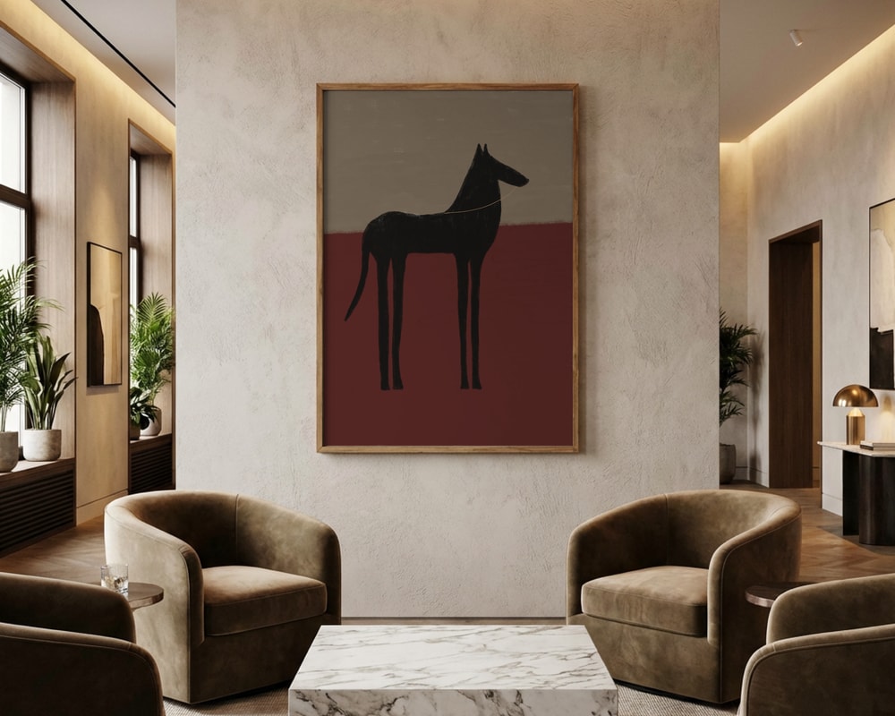 Poster mit abstraktem schwarzem Pferd