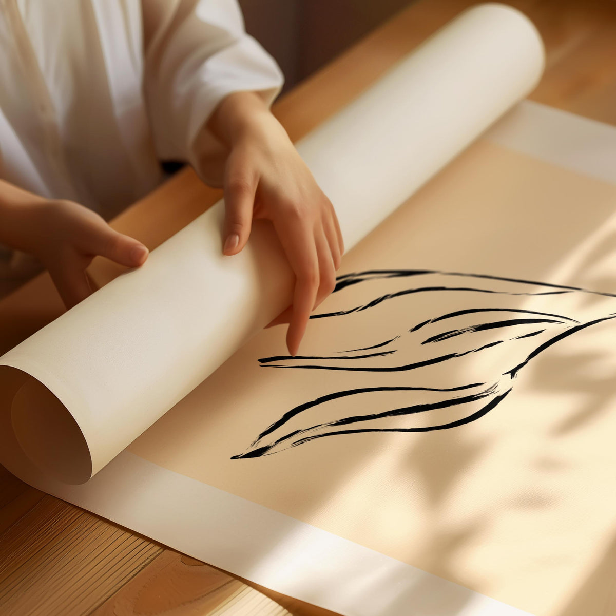 Line drawing leaf branch Poster