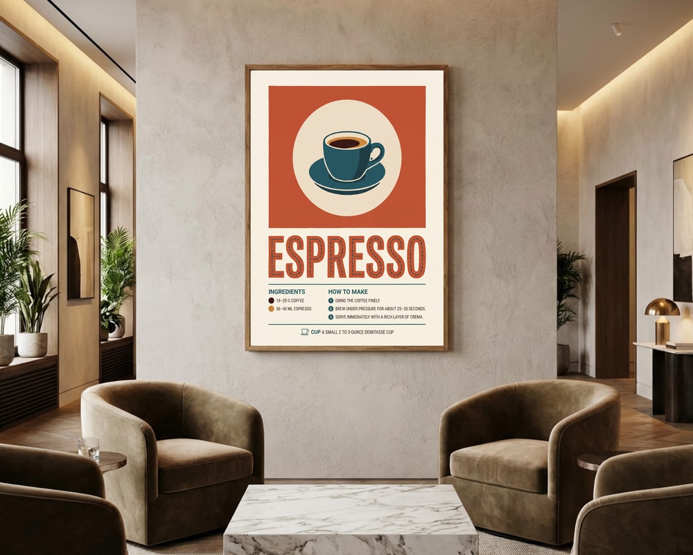 Poster mit Espresso-Rezept