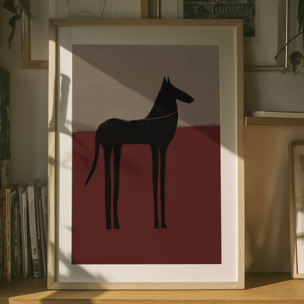 Poster mit abstraktem schwarzem Pferd