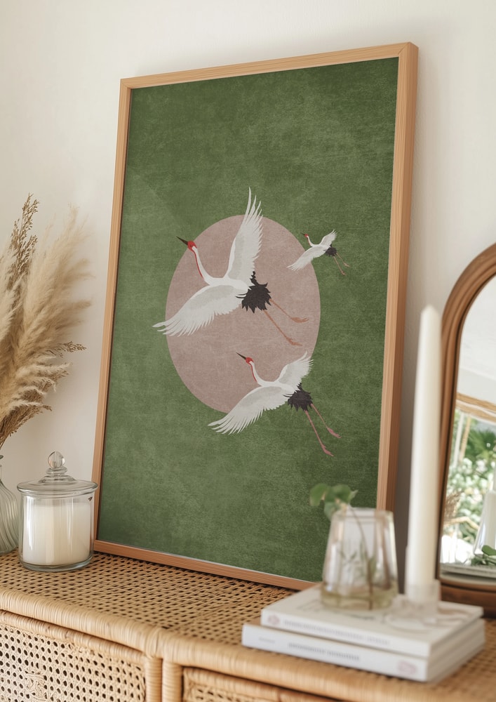 Poster „Kraniche im Flug“