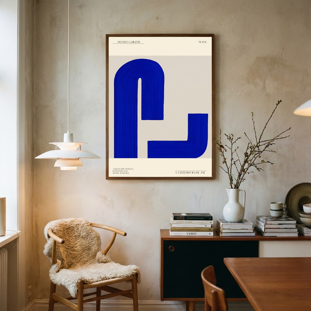 Poster mit blauer abstrakter Geometrie