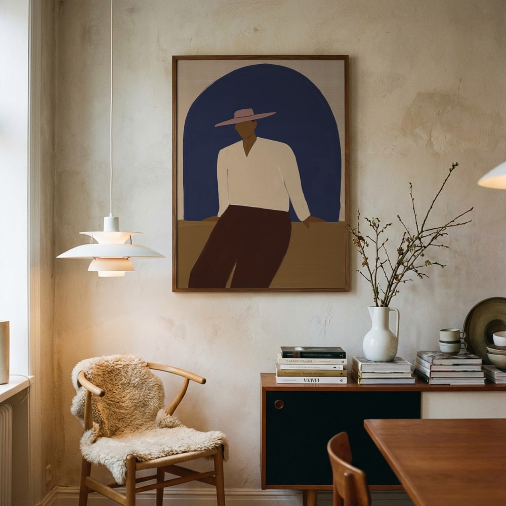 Poster mit Mann im blauen Torbogen