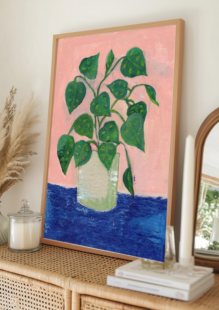 Poster mit einer farbenfrohen Topfzimmerpflanze