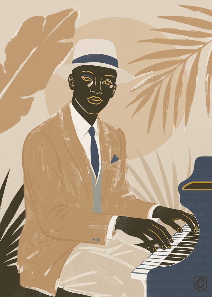 Dapper Jazz Pianist Poster