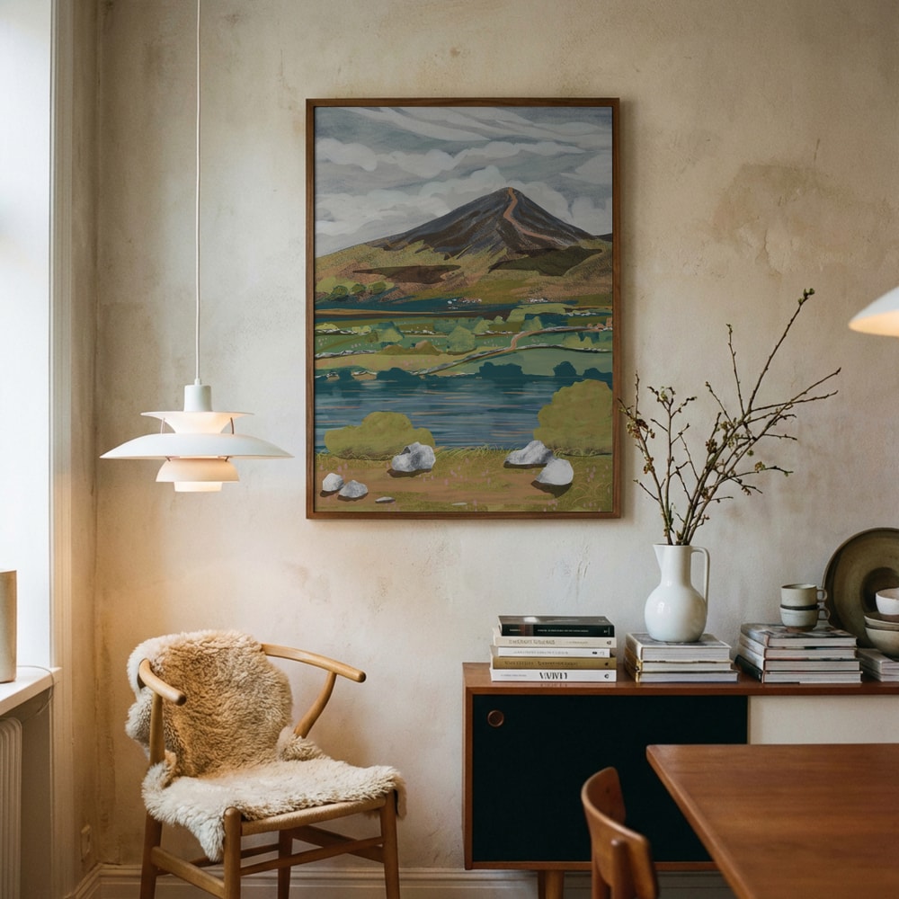 Poster mit Bergblick am See