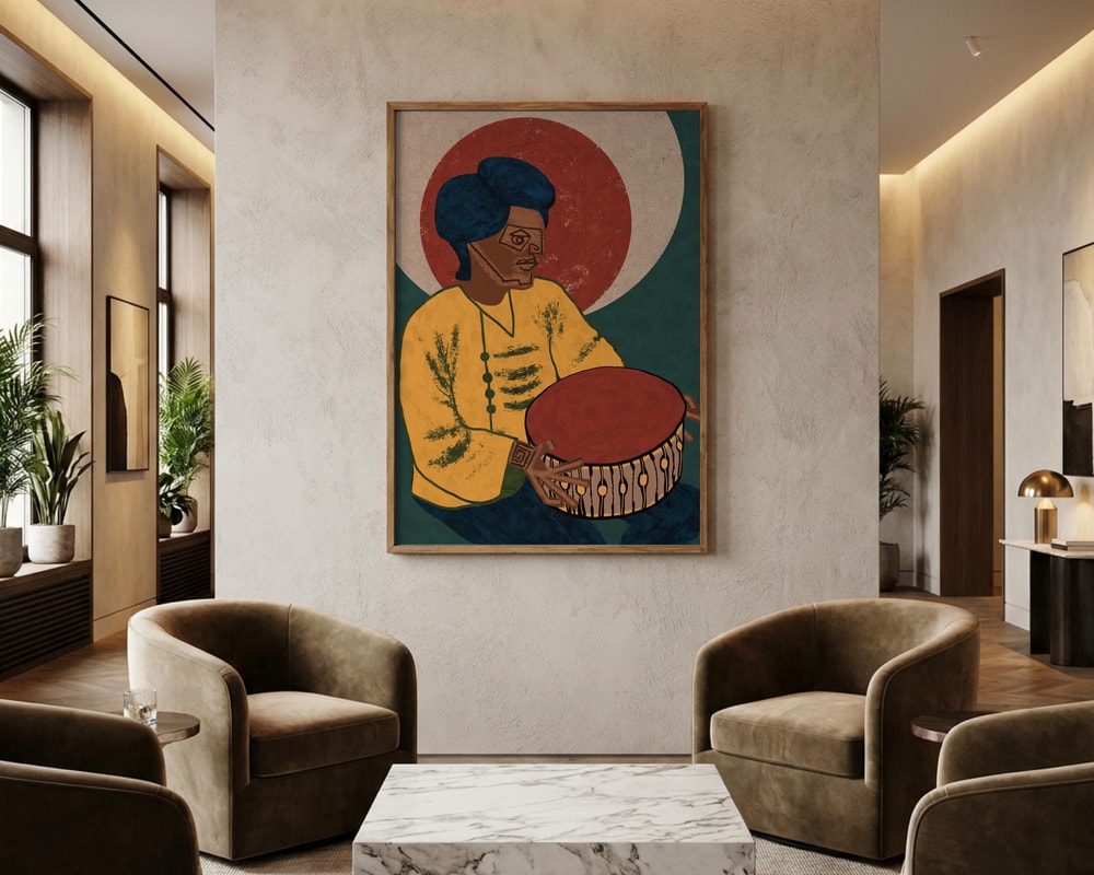 Rhythmic Folk Drummer Poster