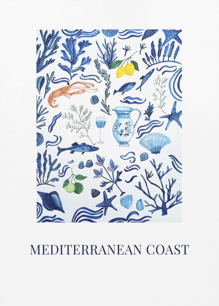 Poster mit mediterranen Schätzen der Küste