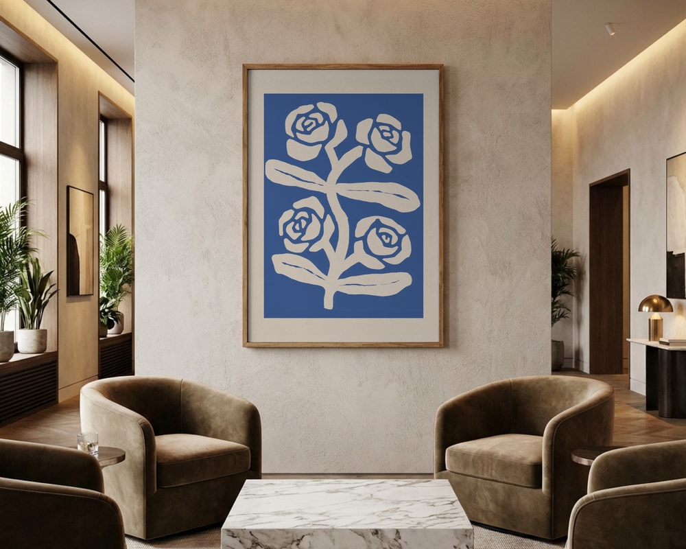 Abstract Blue Roses Poster