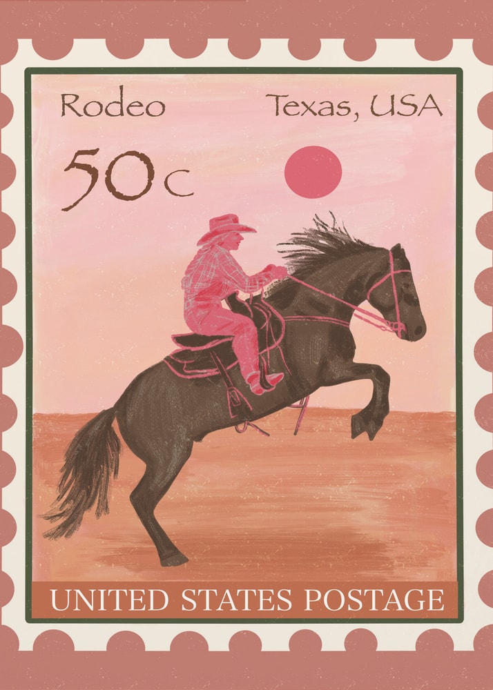 Poster mit einem Rodeo-Reiter aus Texas