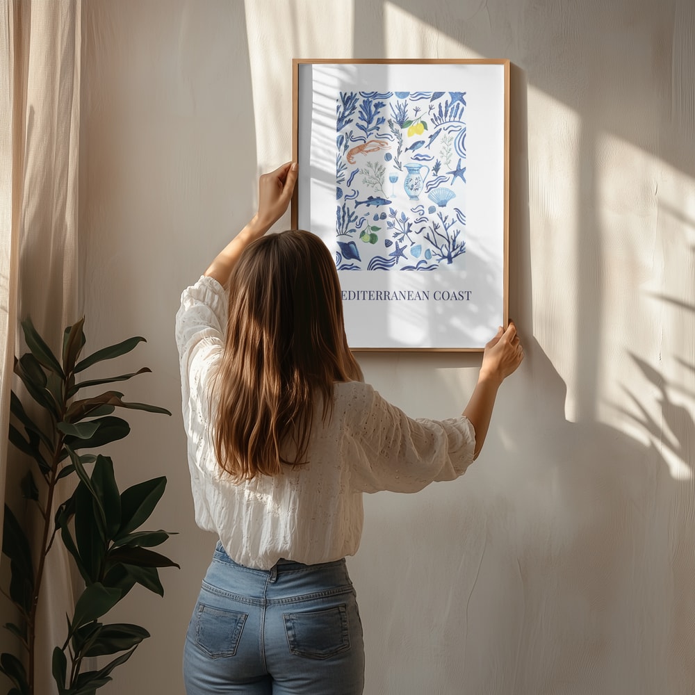 Poster mit mediterranen Schätzen der Küste