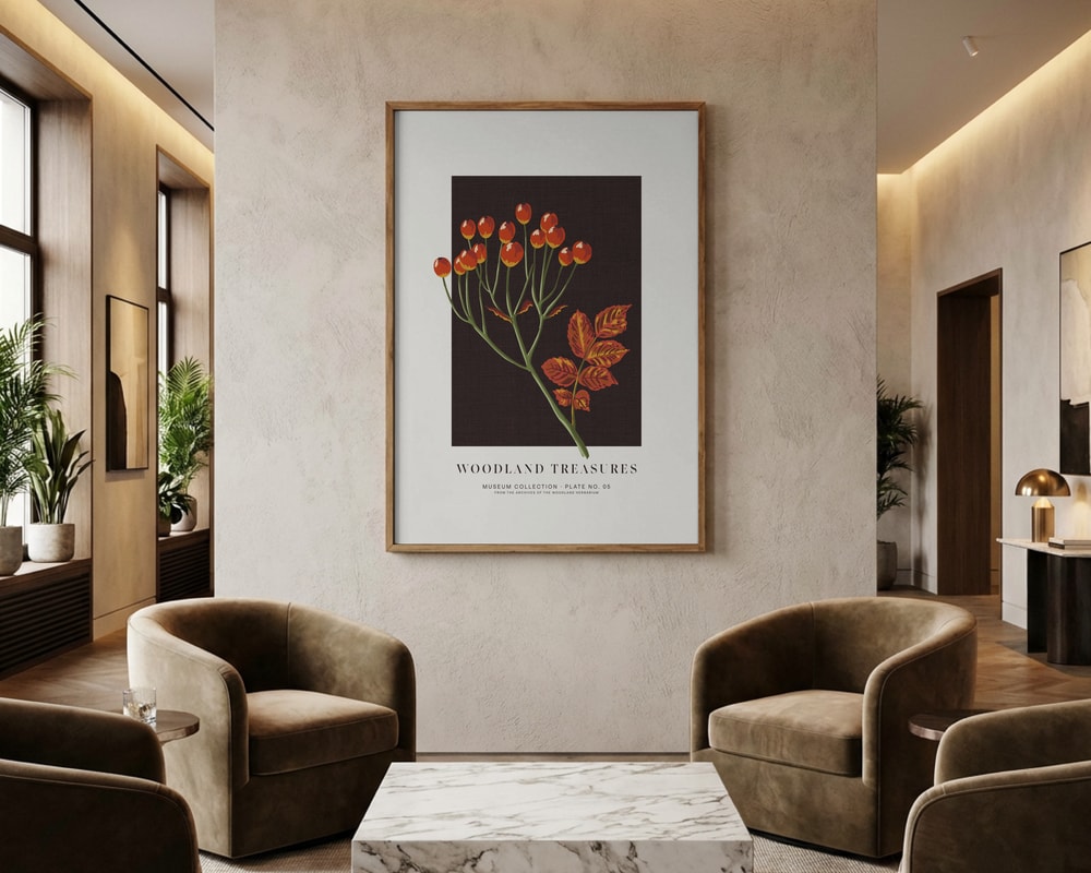 Poster mit herbstlichem Beerenzweig
