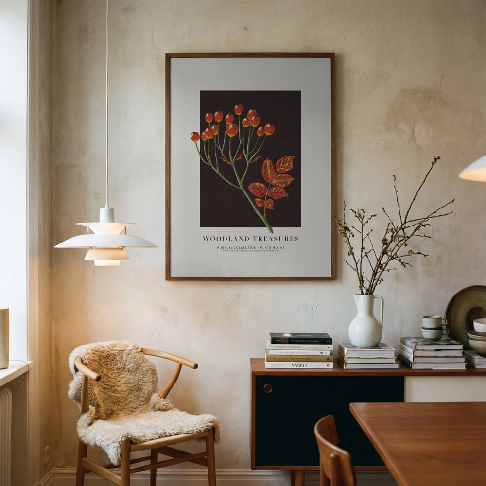 Poster mit herbstlichem Beerenzweig