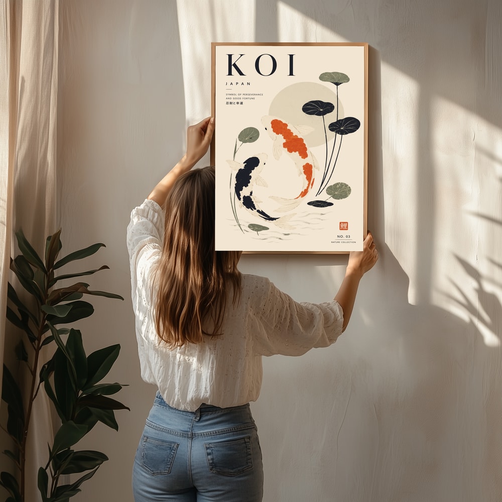 Poster mit schwimmenden japanischen Koi