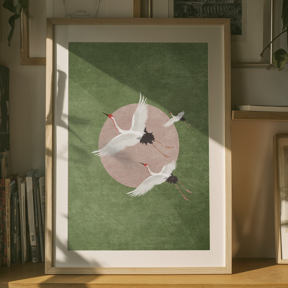 Poster „Kraniche im Flug“