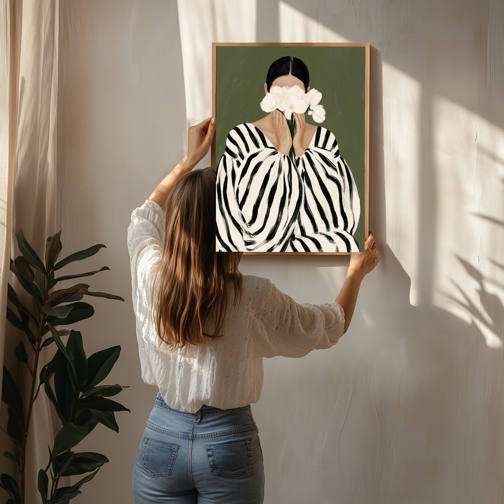 Woman with White Orchids Poster