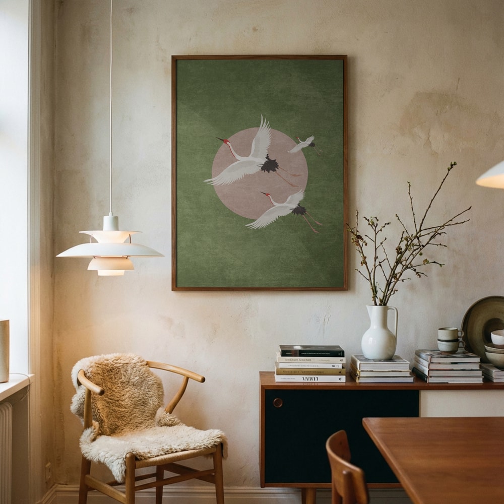 Cranes in Flight Poster