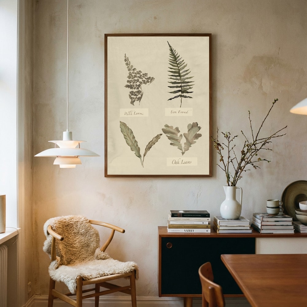 Poster mit botanischer Blätterstudie