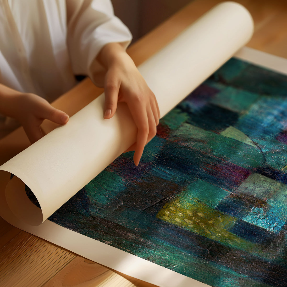 Paul-Klee-Poster „Terrassengarten“ – Dunkle abstrakte Landschaft