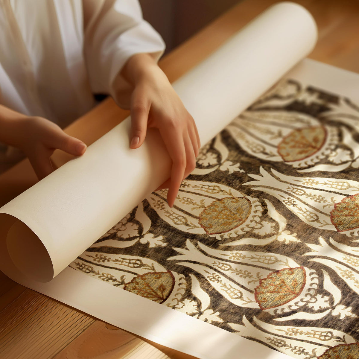 William Morris Poster mit Bezugsstoffmuster