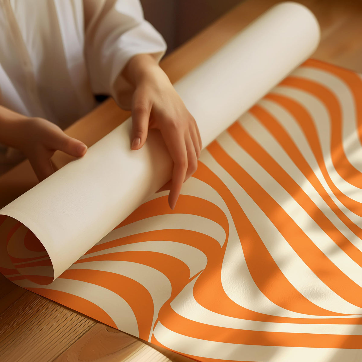 Bauhaus-Poster mit orangefarbenen Flusslinien